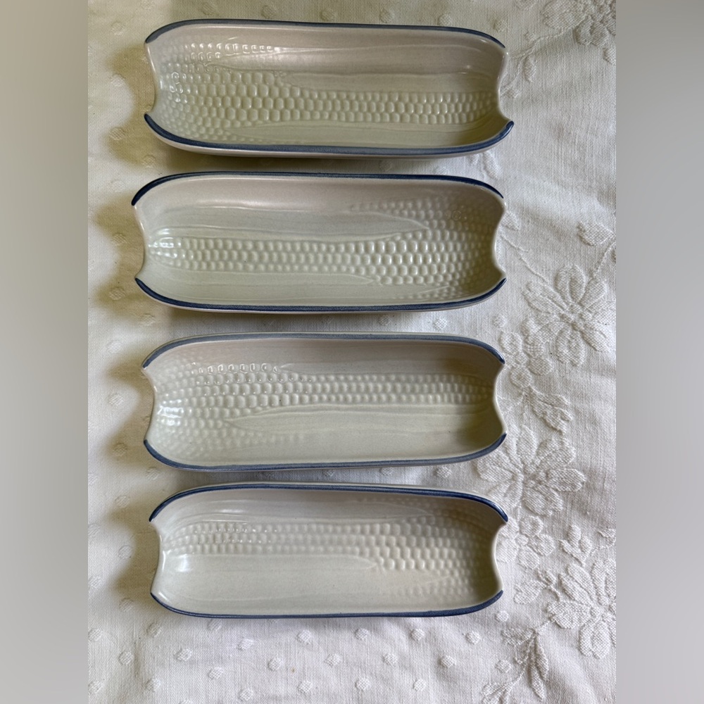 PFALTZGRAFF Stoneware #46 Yorktowne Blue Corn On The Cob Dish Set Of 4